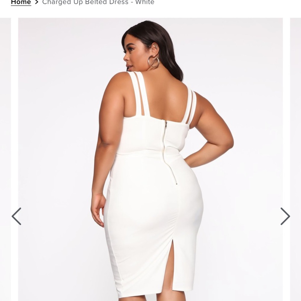Belted white dress